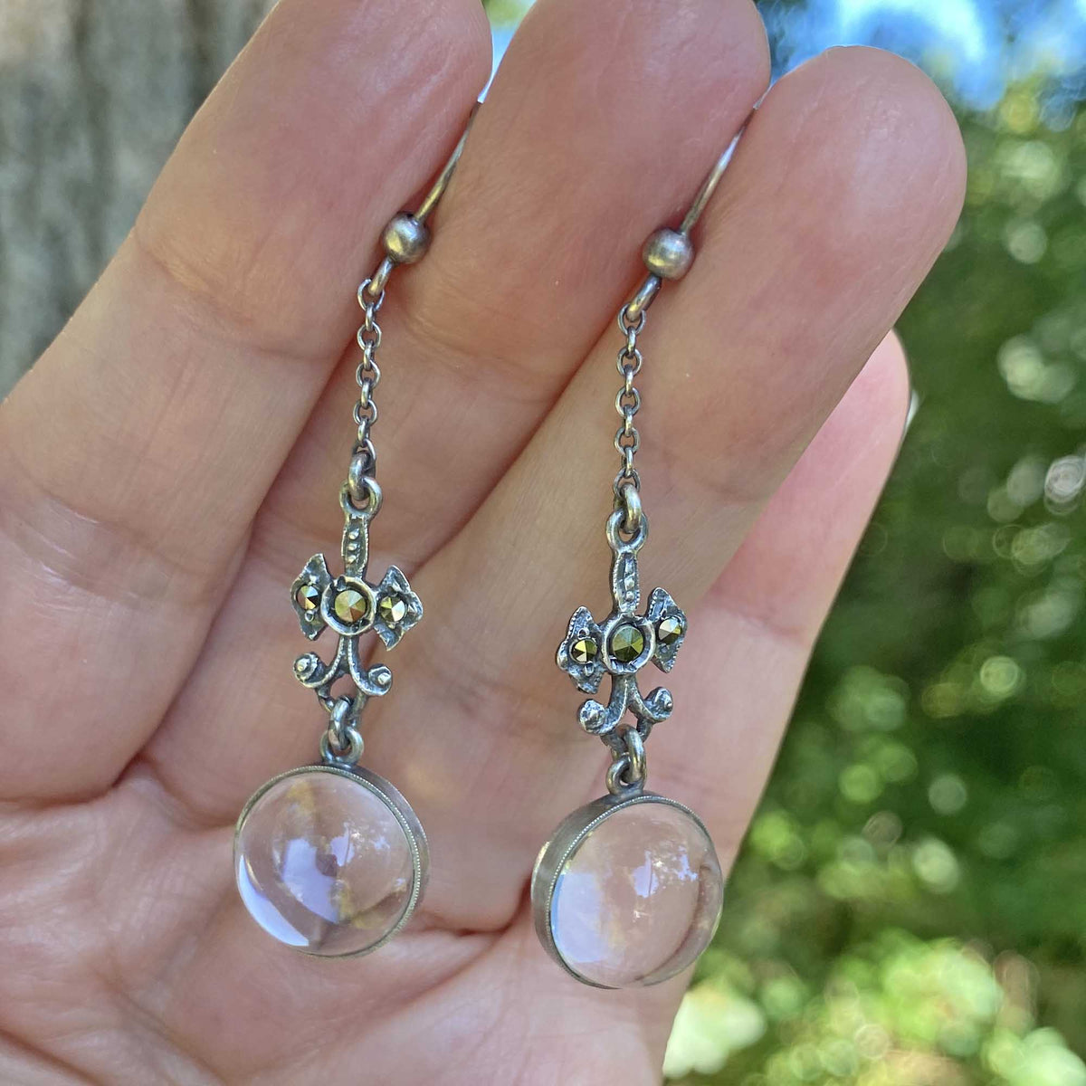 PoolS Of LIGHT - Petite Teardrop Rock hot Quartz Crystal Drops & Nickel Free Sterling Forged Ear Wires / Minimalist