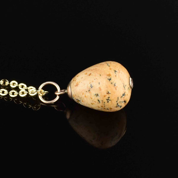 Vintage Gold Marble Egg Pendant Necklace - Boylerpf