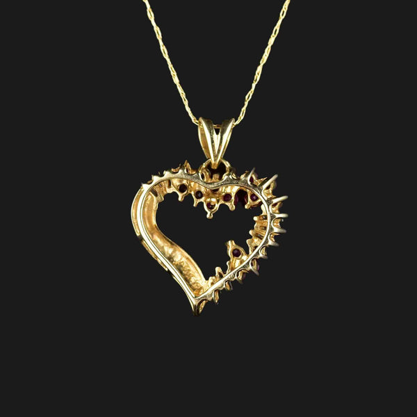 10K Gold Diamond Ruby Heart Pendant Necklace - Boylerpf