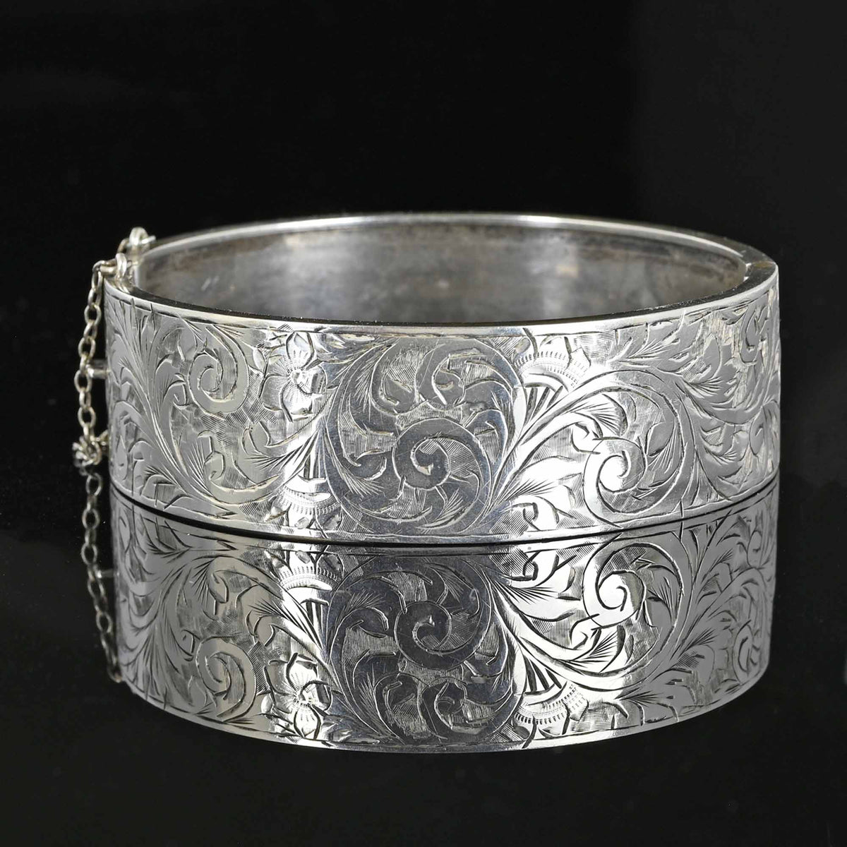 Antique Engraved Sterling Silver Bangle Bracelet – Boylerpf