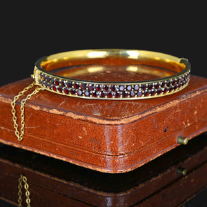 Vintage Two Row Garnet Bracelet Bangle - Boylerpf