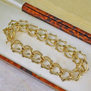 18K Solid Gold Cannetille Flower Etruscan Bracelet, 39.5 gms - Boylerpf
