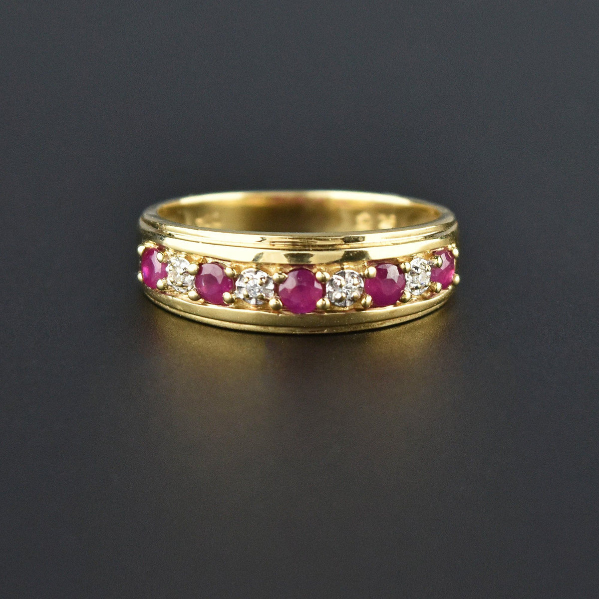 Fine Wide Gold Ruby Diamond Half Eternity Band Ring – Boylerpf