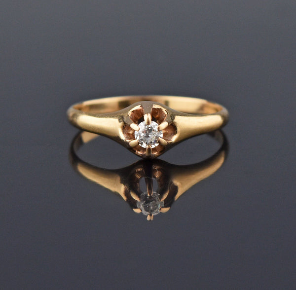 Fine Antique 14K Gold Belcher Diamond Ring - Boylerpf
