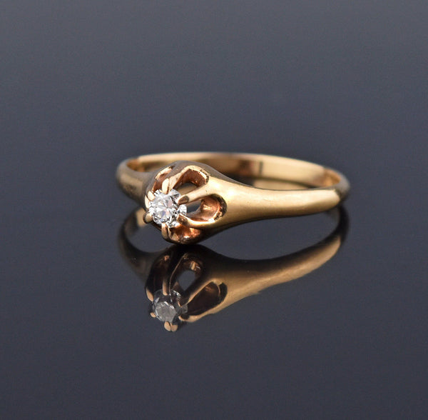 Fine Antique 14K Gold Belcher Diamond Ring - Boylerpf