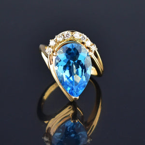 Alwand Vahan Blue Topaz Diamond 14K Gold Ring - Boylerpf