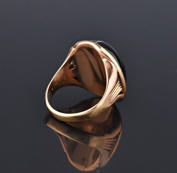 ON HOLD Victorian 14K Gold Banded Agate Cabochon Ring - Boylerpf