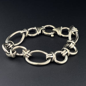 Vintage Sterling Silver Heavy Italian Curb Link Chain Bracelet - Boylerpf