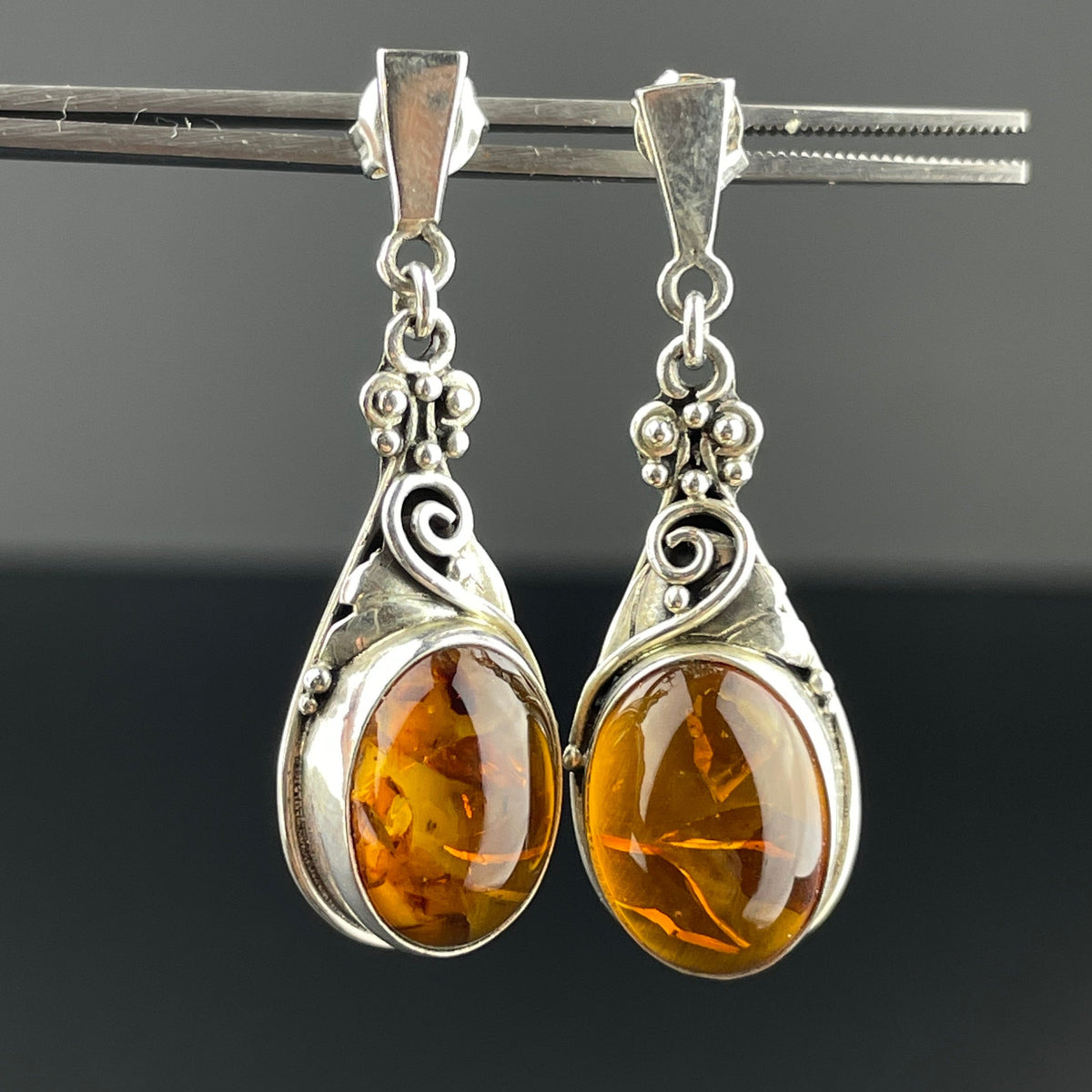 Grooved Plates Amber orders Earrings