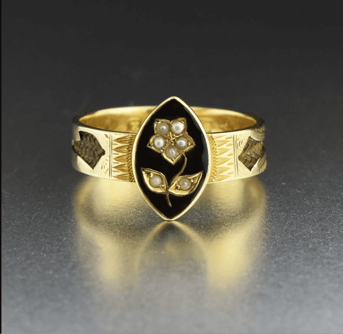Antique Forget Me Not Pearl 15K Gold Ring – Boylerpf