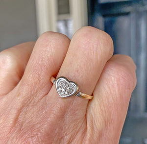 Diamond Heart Pave 14K White Gold Ring, Sz 9 - Boylerpf