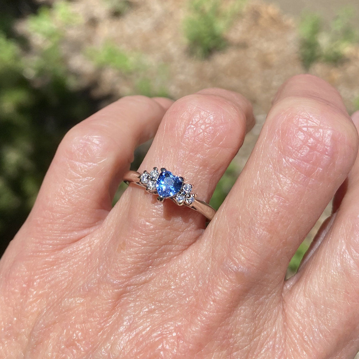 Effy 14K white Gold Heart Sapphire Diamond Ring – Boylerpf