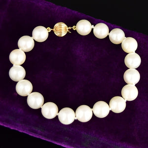 Vintage Classic 14K Gold 8mm Pearl Strand Bracelet - Boylerpf