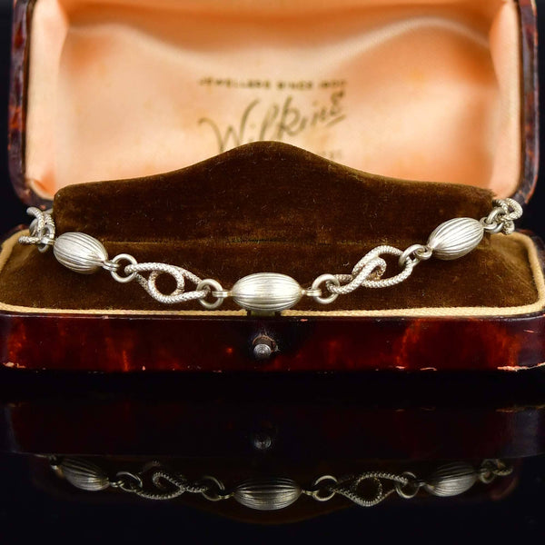 Vintage Ball Twisted 835 Silver Link Bracelet