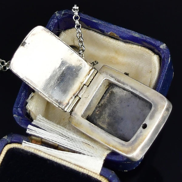 Antique Satchel Style Silver Keepsake Locket Pendant - Boylerpf