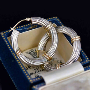 Vintage Mazza Bartholomew Silver 14K Gold Hoop Earrings - Boylerpf