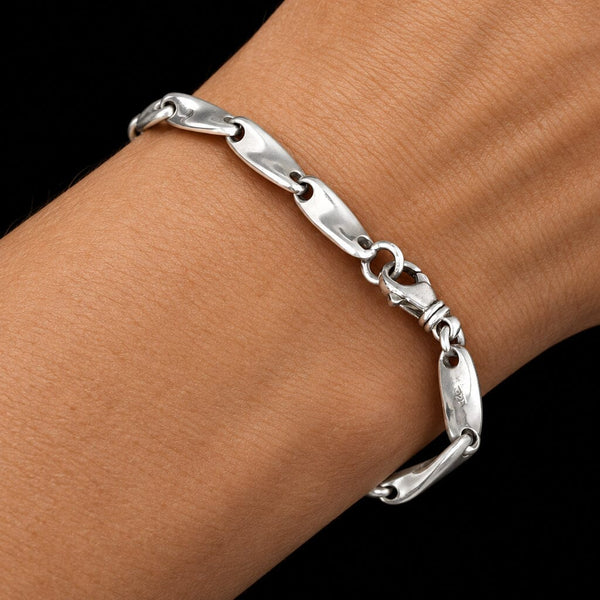 Vintage Twisted Link Sterling Silver Bracelet