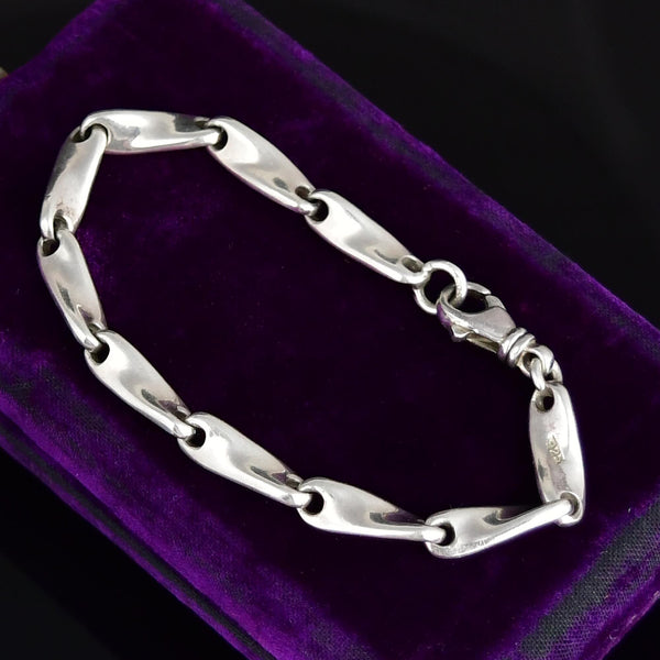 Vintage Twisted Link Sterling Silver Bracelet