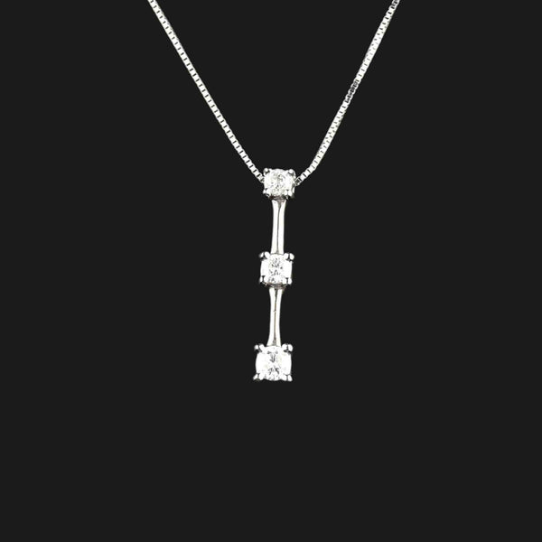 Vintage 14K White Gold Diamond Journey Pendant Necklace - Boylerpf