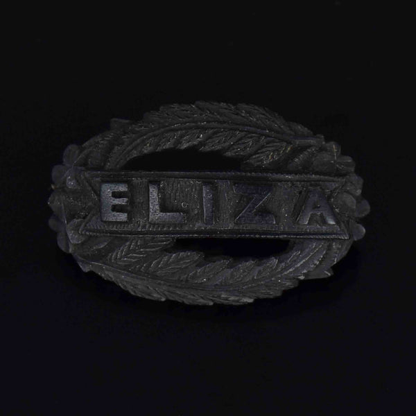 Antique Fern Frond Eliza Carved Bog Oak Brooch - Boylerpf