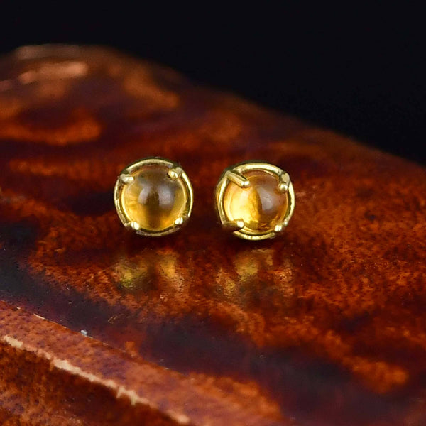 Vintage Sterling Silver Gold Gilt Citrine Stud Earrings