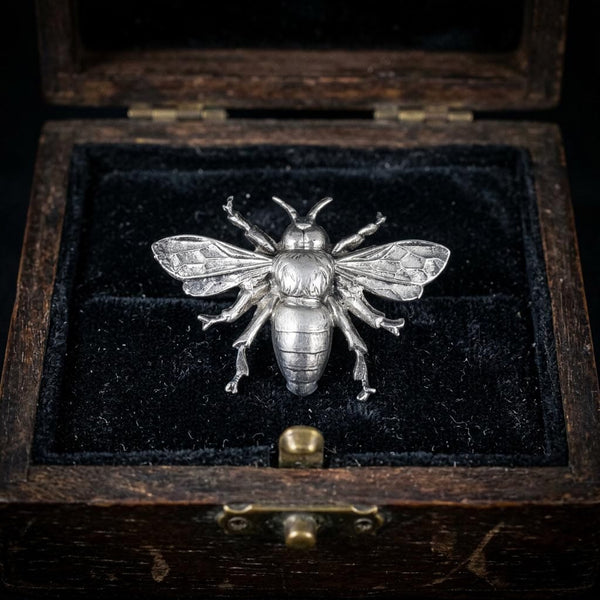Vintage Flying Bee Sterling Silver Brooch