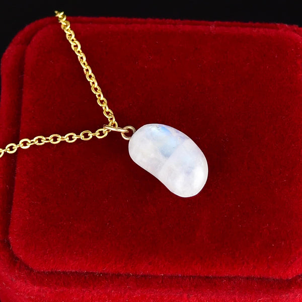 ON HOLD Vintage Gold Moonstone Lucky Bean Charm Necklace