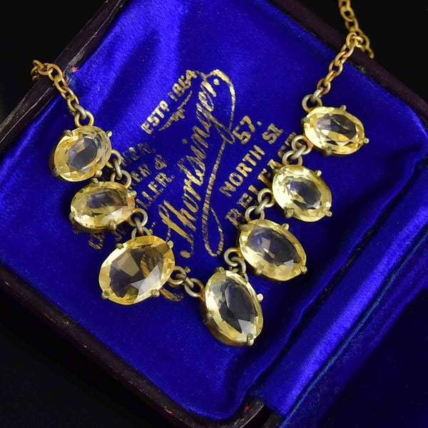 Antique Seven Stone Faceted Citrine Necklace - Boylerpf