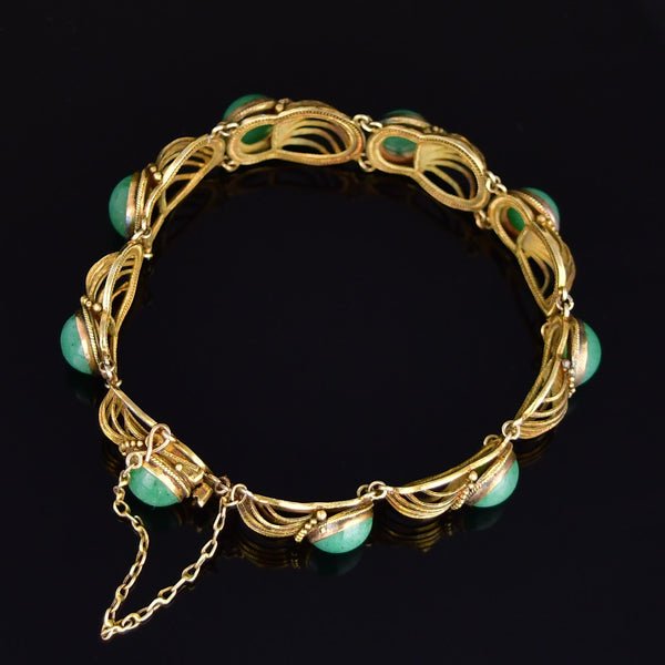 Vintage Sterling Silver Gold Vermeil Aventurine Bracelet - Boylerpf