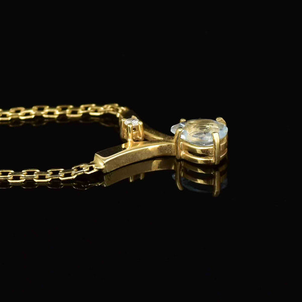 Vintage Aquamarine Diamond Pendant Necklace in 14K Gold - Boylerpf