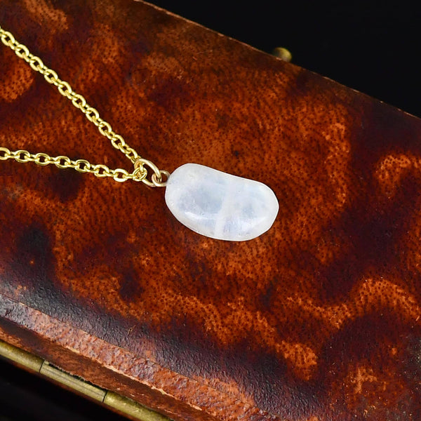 ON HOLD Vintage Gold Moonstone Lucky Bean Charm Necklace
