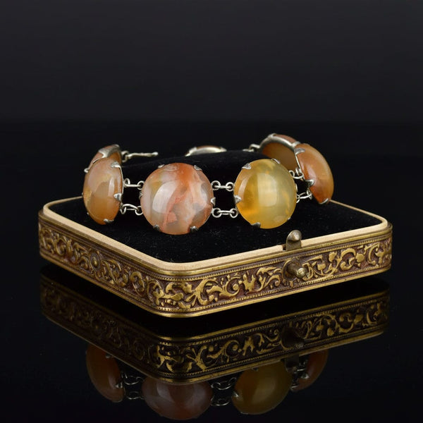Victorian Sterling Silver Carnelian Agate Antique Bracelet
