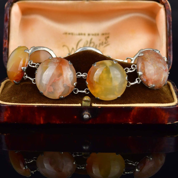 Victorian Sterling Silver Carnelian Agate Antique Bracelet