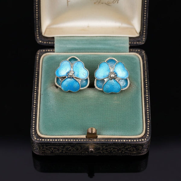 Sterling Silver Blue Forget-Me-Not Flower Stud Earrings