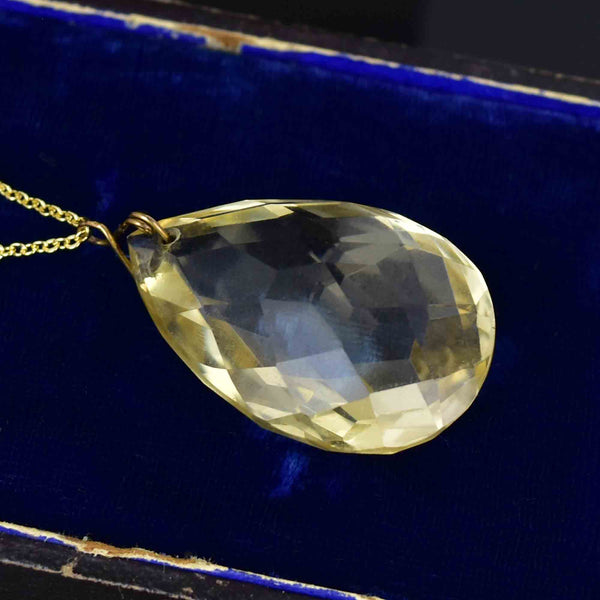 Vintage Art Deco Style 40 CTW Teardrop Citrine Pendant Necklace - Boylerpf