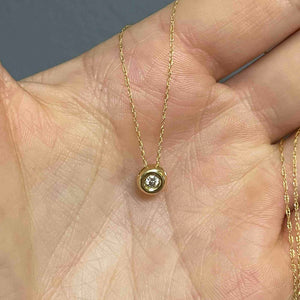 14K Gold Diamond Solitaire Slider Pendant Necklace - Boylerpf