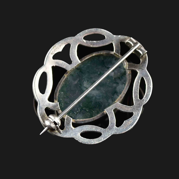 Vintage Silver Scottish Moss Agate Brooch - Boylerpf