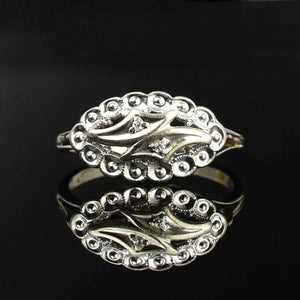 Art Deco 10K White Gold Diamond Stacking Ring - Boylerpf