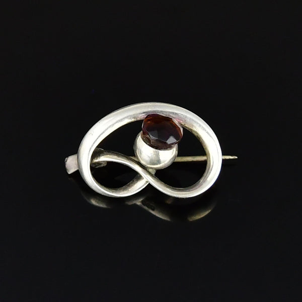 Art Nouveau Charles Horner Silver Amethyst Thistle Brooch - Boylerpf