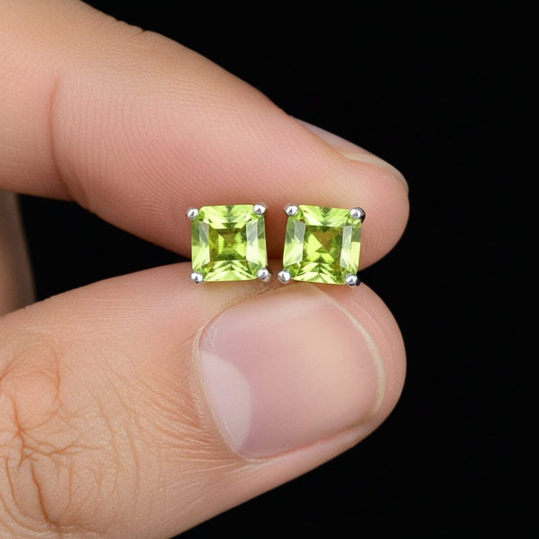 Vintage Peridot Sterling Silver Stud Earrings