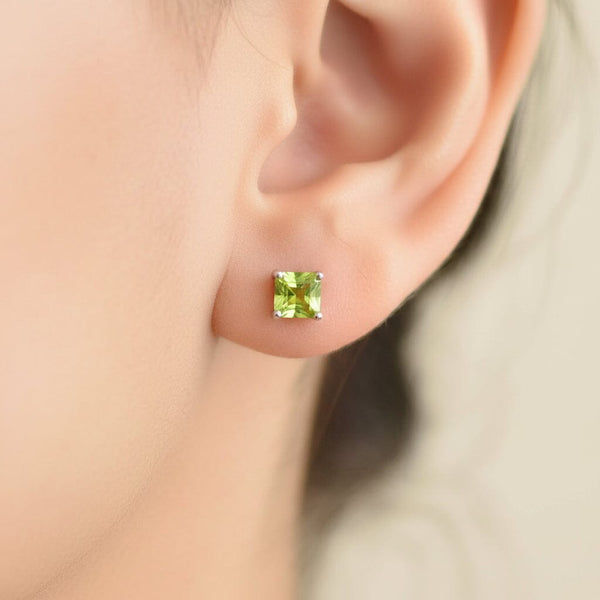 Vintage Peridot Sterling Silver Stud Earrings