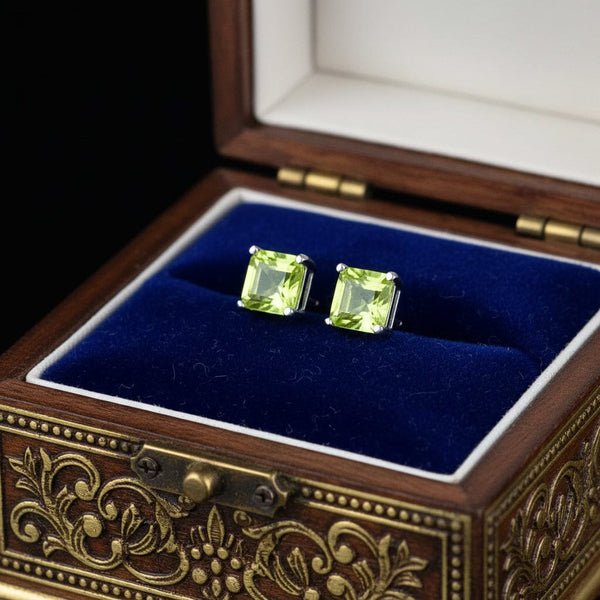Vintage Peridot Sterling Silver Stud Earrings