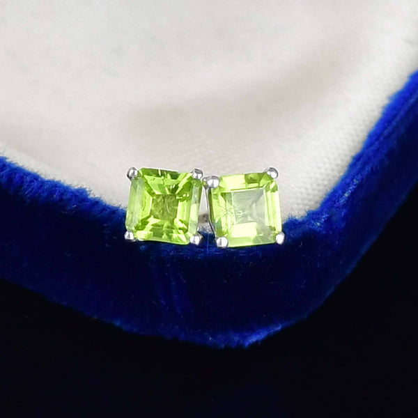 Vintage Peridot Sterling Silver Stud Earrings