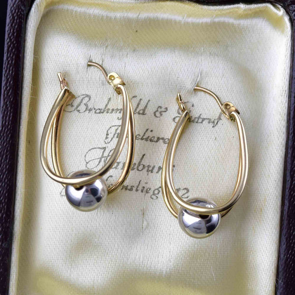 Two Tone Gold Double Hoop Vintage Earrings - Boylerpf