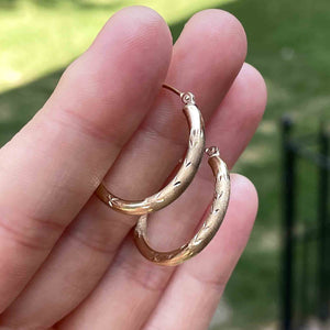 Large 10K Textured Gold Hoop Earrings - Boylerpf
