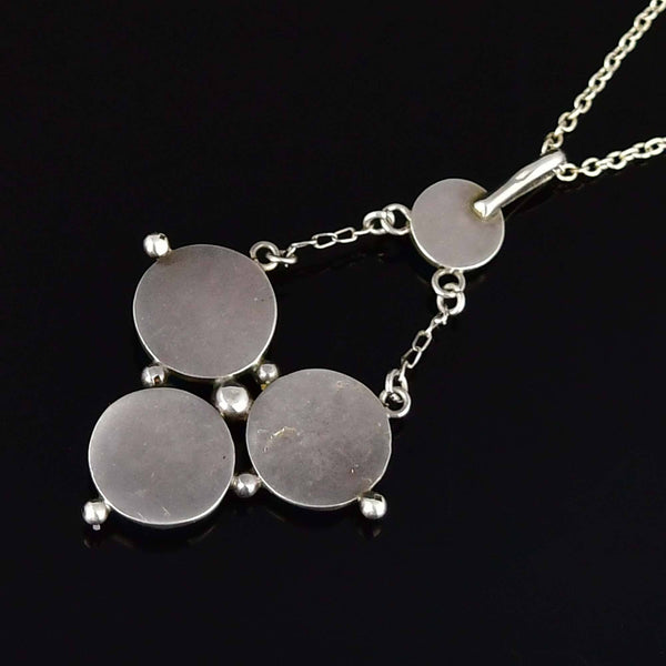 Antique Art Nouveau Sterling Silver Blue Enamel Necklace