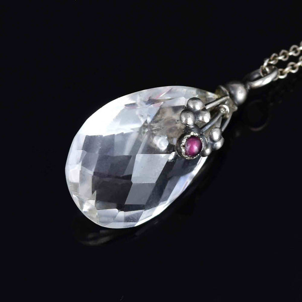 Silver Arts and Crafts 40 CTW Rock Crystal Amethyst Pendant Necklace - Boylerpf