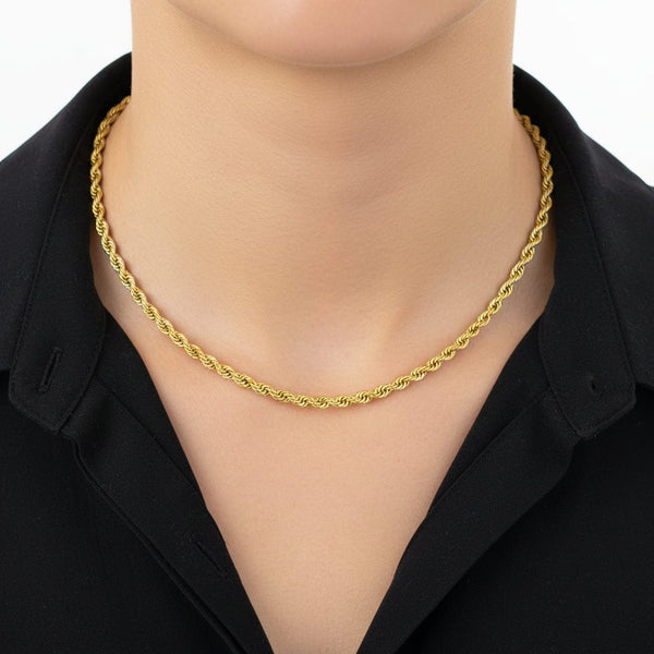Antique Twisted Rope Krementz Chain Necklace