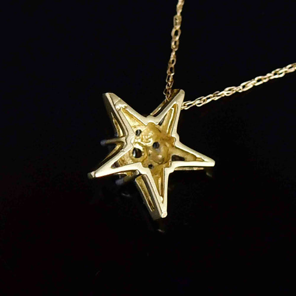 10K Gold Pave Diamond Star Charm Pendant Necklace - Boylerpf