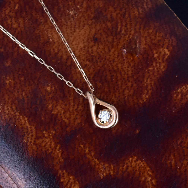 Vintage 10K Rose Gold Reversible Diamond Pendant Necklace - Boylerpf